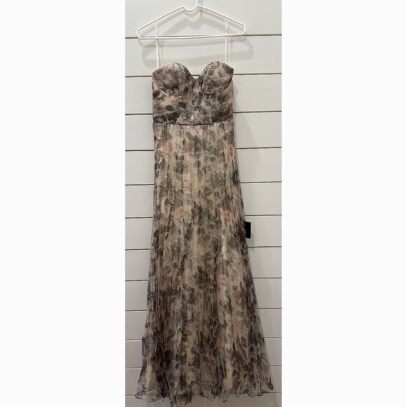 NWT Lulus Most Beautiful Day Ivory Multi Floral Print Organza Maxi Dress - Picture 1 of 9